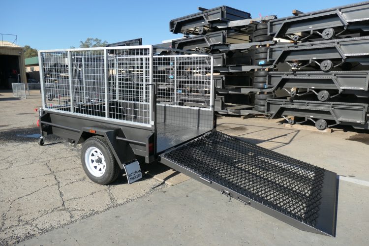 7x5 Single Axle Gardening Trailer with Cage and Drop Ramp 1000 KG ATM