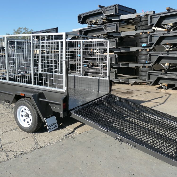 7x5 Single Axle Gardening Trailer with Cage and Drop Ramp 1000 KG ATM