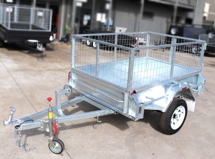 7x5 Galvanised Cage Trailer for Sale with 2ft Galvanised Cage