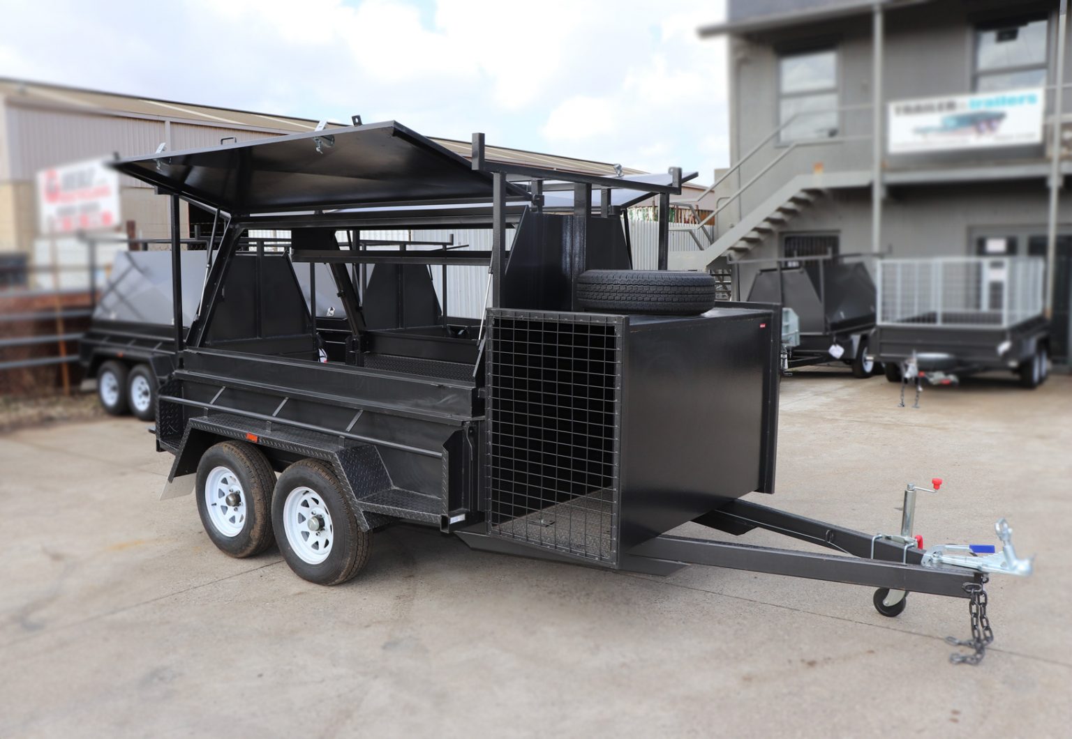 8x5 Heavy Duty Tradesmen Trailer 900mm Compressor Box Rear Lift Door